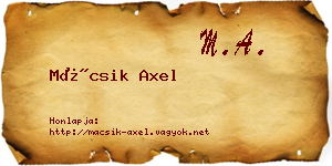 Mácsik Axel névjegykártya