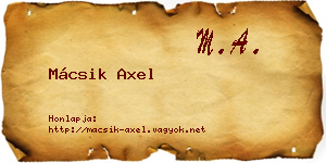 Mácsik Axel névjegykártya